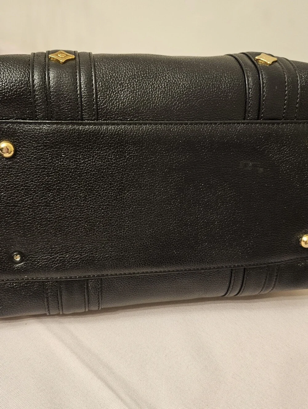 MCM Black Pebbled Leather Boston Bowler Satchel – Gold Hardware - Picture 11 of 16